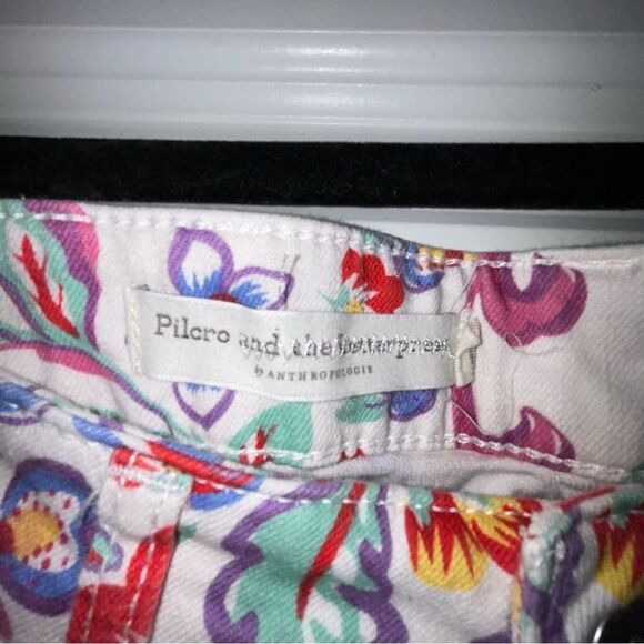 Pilcro and The Letterpress Anthropologie Floral Print Mid Rise Skinny Jeans - Picture 4 of 8